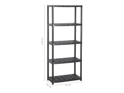 Estante de armazenamento preta de 5 níveis 71 x 38 x 170 cm plástico 02_0000652