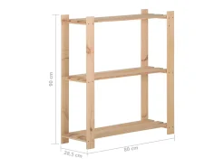 Estante de armazenamento de 3 níveis 80 x 28,5 x 90 cm madeira maciça de pinho 02_0000656