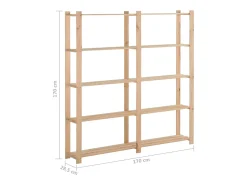 Estante de armazenamento de 5 níveis 170 x 28,5 x 170 cm madeira maciça de pinho 02_0000659