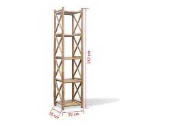 Estante de bambu quadrada com 5 prateleiras