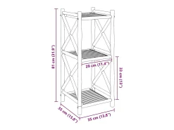 Estante de bambu quadrada com 3 prateleiras