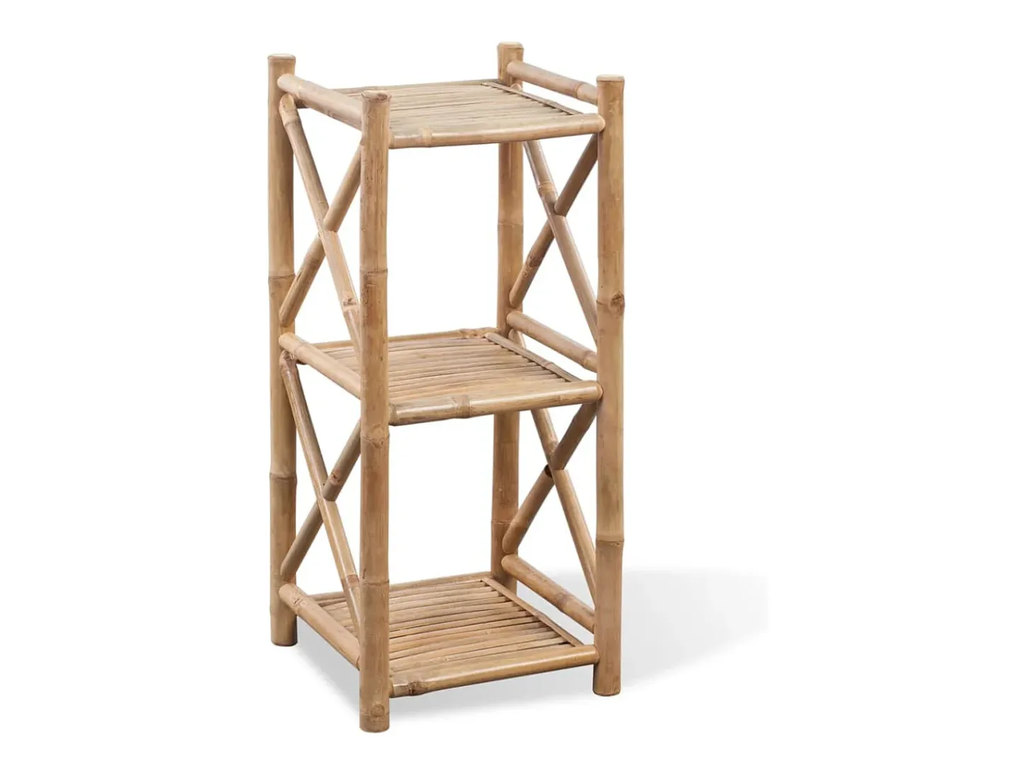 Estante de bambu quadrada com 3 prateleiras