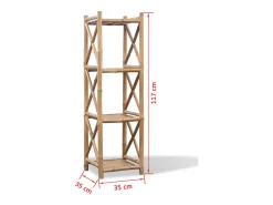Estante de bambu quadrada com 4 prateleiras