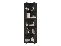 Estante de canto moderna - 63,5 x 45 x 175 cm - com LEDs + 5 prateleiras - MDF - preta
