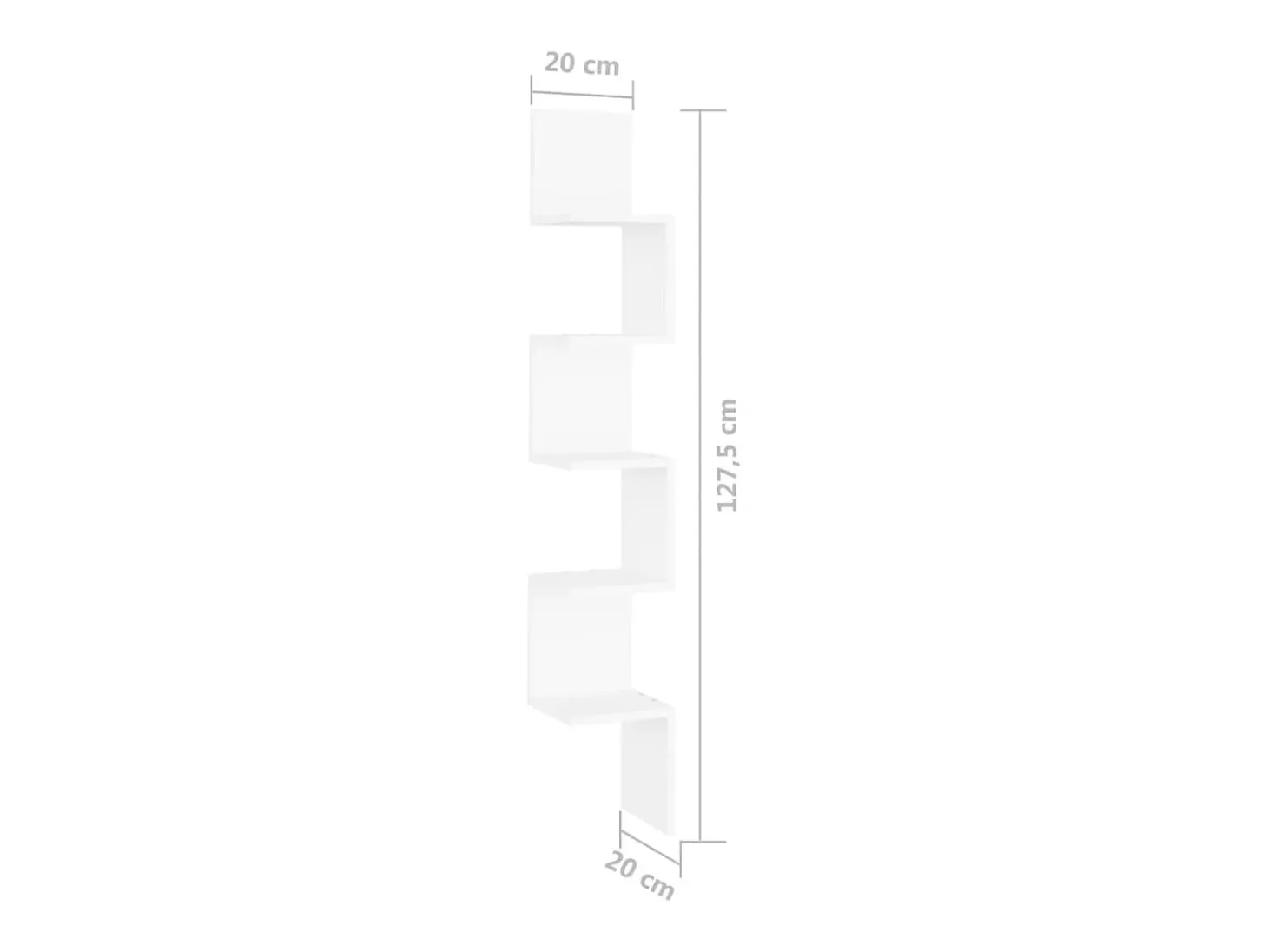 Estante de canto p/ parede deriv. madeira 20x20x127,5 cm branco