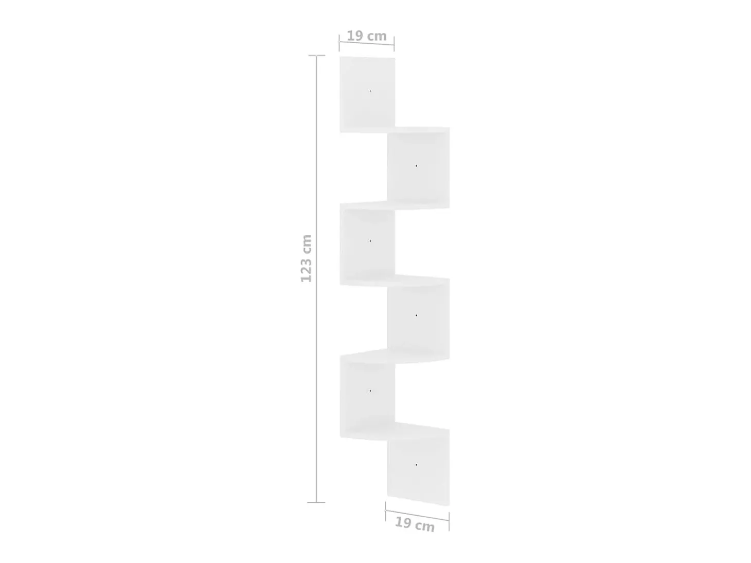 Estante de canto p/ parede derivados madeira branco brilhante