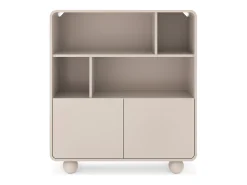 Estante de caxemira com prateleiras e armário – Design moderno, pernas em formato de bola, 108 x 121 x 39 cm