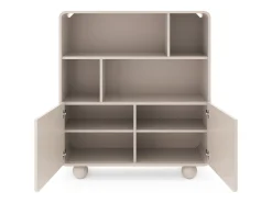 Estante de caxemira com prateleiras e armário – Design moderno, pernas em formato de bola, 108 x 121 x 39 cm