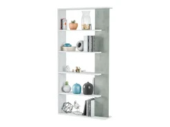 Estante de cimento/branco com 5 prateleiras individuais, 90x25x180 cm