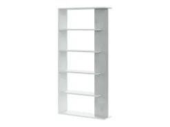 Estante de cimento/branco com 5 prateleiras individuais, 90x25x180 cm