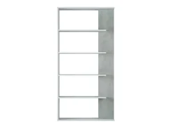 Estante de cimento/branco com 5 prateleiras individuais, 90x25x180 cm