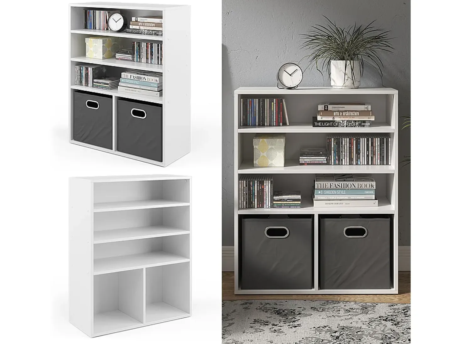 Estante de livros branco 72x30.6x90.2