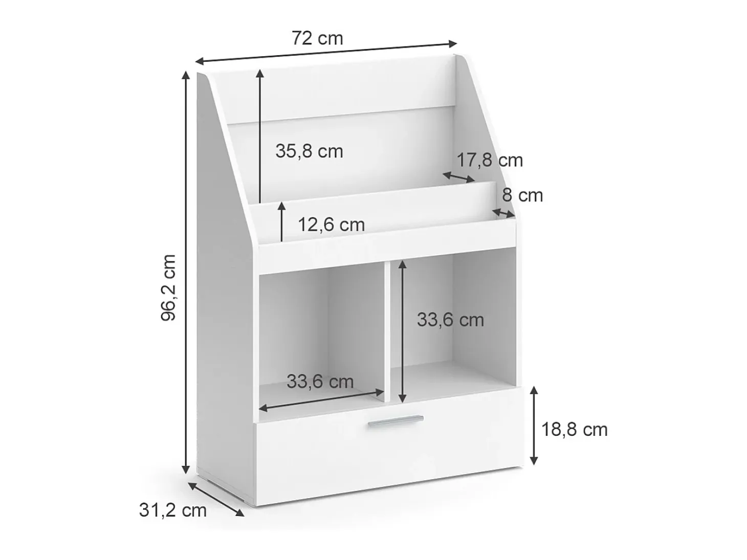 Estante de livros branco 72x31.2x96.2 luigi