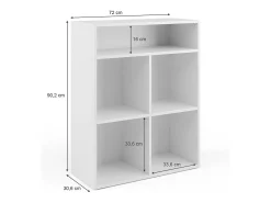Estante de livros branco 72x30.6x90.2