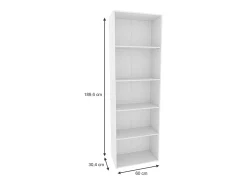 Estante de livros branco 60x30.4x190 bob