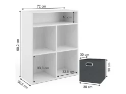 Estante de livros branco 72x30.6x90.2