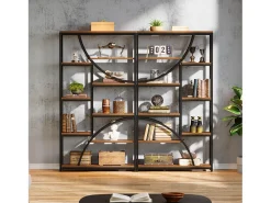 Estante de Livros de 180 cm de Altura, Estante Industrial de 9 Andares, Grandes Estantes Geométricas com Gaveta Aberta, Estante de Exposição Independente