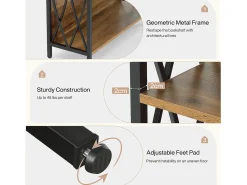 Estante de Livros de 180cm de Altura, Estante Industrial de 6 Andares com Estrutura Metálica Geométrica e Prateleiras de Armazenamento Abertas