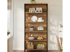 Estante de Livros de 180cm de Altura, Estante Industrial de 6 Andares com Estrutura Metálica Geométrica e Prateleiras de Armazenamento Abertas