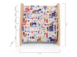 Estante de livros em contraplacado de pinho e tecido estampado Nordic Montessori