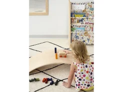 Estante de livros em contraplacado de pinho e tecido estampado Nordic Montessori