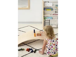 Estante de livros em contraplacado de pinho e tecido estampado Animais Montessori