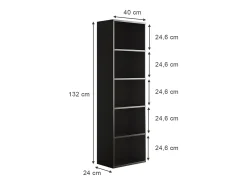 Estante de livros preto 40x24x132 bob