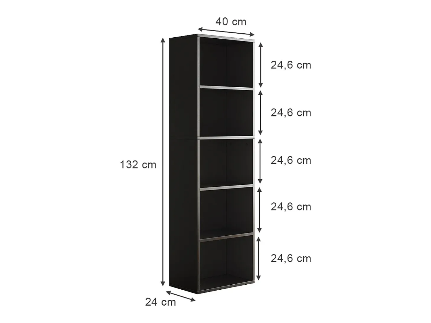 Estante de livros preto 40x24x132 bob