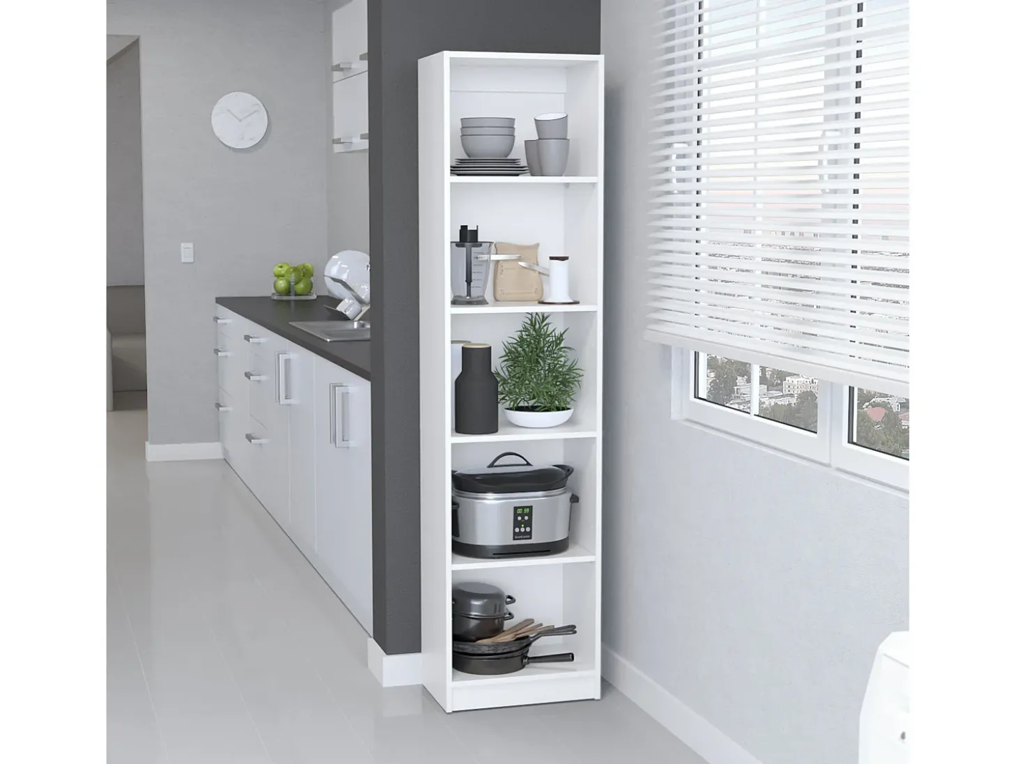 Estante de melamina Home Xs, com 5 prateleiras e design elegante , 180.59 cm X 45 cm X 29.89 cm , Branco