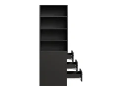 Estante de parede para sala de estar - 60 x 38 x 180 cm - com 3 gavetas + prateleiras ajustáveis - aglomerado - preta