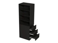 Estante de parede para sala de estar - 60 x 38 x 180 cm - com 3 gavetas + prateleiras ajustáveis - aglomerado - preta