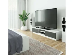 Estante de TV Moderna B160 Colorida - Branco/Cinza Grafite