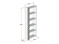 Estante Destéve, Estante de Escritório, Estante de Livros, Biblioteca, 65x24h170 cm, Nogueira e Branco