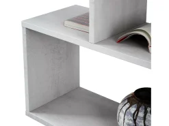 Estante Dfomme, Estante alta dupla face, Prateleira divisória com 5 prateleiras, Estante de escritório moderna, 80x24h192 cm, Cinza concreto