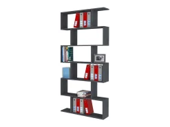 Estante Dgiovan, Armário com prateleiras, Biblioteca de escritório, 100% Fabricado na Itália, 80x25h192 cm, Ardósia