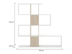 Estante Dkala, Estante multiuso de escritório, Estante com 4 prateleiras, 145x29h145 cm, Branco e Carvalho