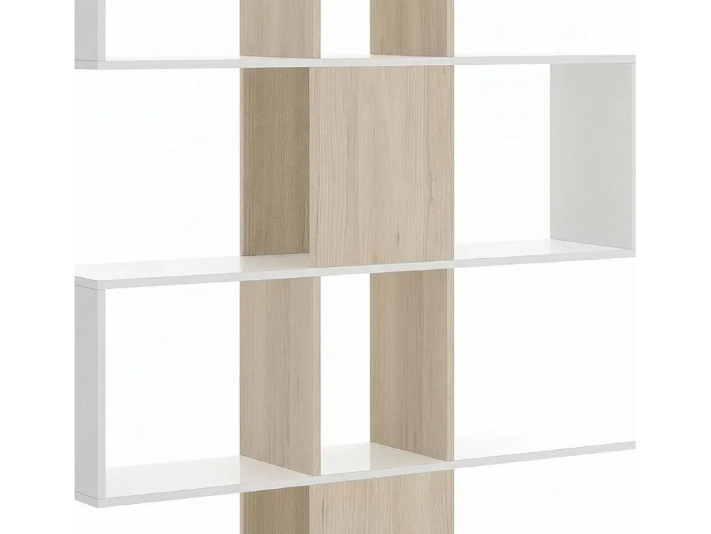 Estante Dkala, Estante multiuso de escritório, Estante com 4 prateleiras, 145x29h145 cm, Branco e Carvalho