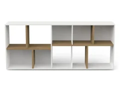 Estante Dlow, estante de escritório, estante, biblioteca, 78x36 h183 cm, carvalho e branco