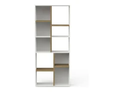 Estante Dlow, estante de escritório, estante, biblioteca, 78x36 h183 cm, carvalho e branco