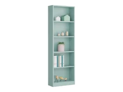 Estante Dmacagg, Estante alta com 5 prateleiras, Estante de escritório ou quarto, Estante moderna com compartimentos, 52x25h80 cm, Verde água