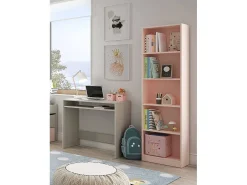 Estante Dmacagg, Estante alta com 5 prateleiras, Estante de escritório ou quarto, Estante moderna com compartimentos, 52x25h180 cm, Rosa
