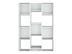 Estante Dmanis, Estante com 18 prateleiras, Prateleira com compartimentos quadrados, Estante de escritório moderna, 96x29h192 cm, Branco