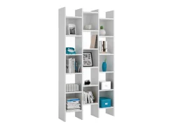 Estante Dmanis, Estante com 18 prateleiras, Prateleira com compartimentos quadrados, Estante de escritório moderna, 96x29h192 cm, Branco