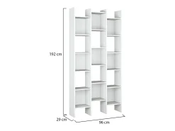 Estante Dmanis, Estante com 18 prateleiras, Prateleira com compartimentos quadrados, Estante de escritório moderna, 96x29h192 cm, Branco