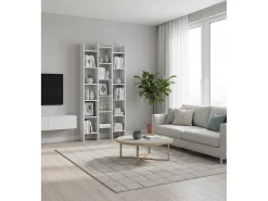 Estante Dmanis, Estante com 18 prateleiras, Prateleira com compartimentos quadrados, Estante de escritório moderna, 96x29h192 cm, Branco