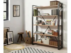 Estante Dpig, Estante de escritório, Estante de livros, Biblioteca, 130x35h180 cm, Carvalho e Preto