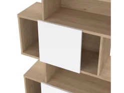 Estante Dsangall, estante de escritório, estante, biblioteca, 96x32 h166 cm, carvalho e branco