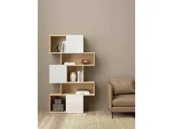 Estante Dsangall, estante de escritório, estante, biblioteca, 96x32 h166 cm, carvalho e branco