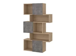 Estante Dsangall, estante de escritório, estante, biblioteca, 96x32 h166 cm, carvalho e cimento