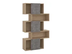 Estante Dsangall, estante de escritório, estante, biblioteca, 96x32 h166 cm, carvalho e cimento